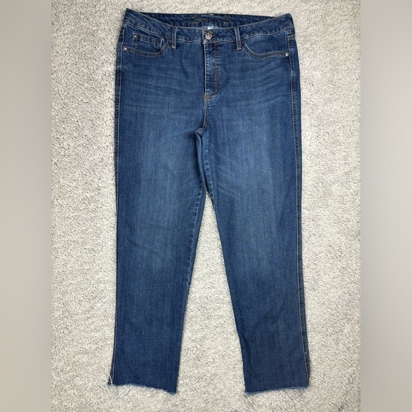 Seven7 Denim - SEVEN7 Jeans Womens 12 Weekend Easy Fit Boyfriend Dark Wash Raw Hem